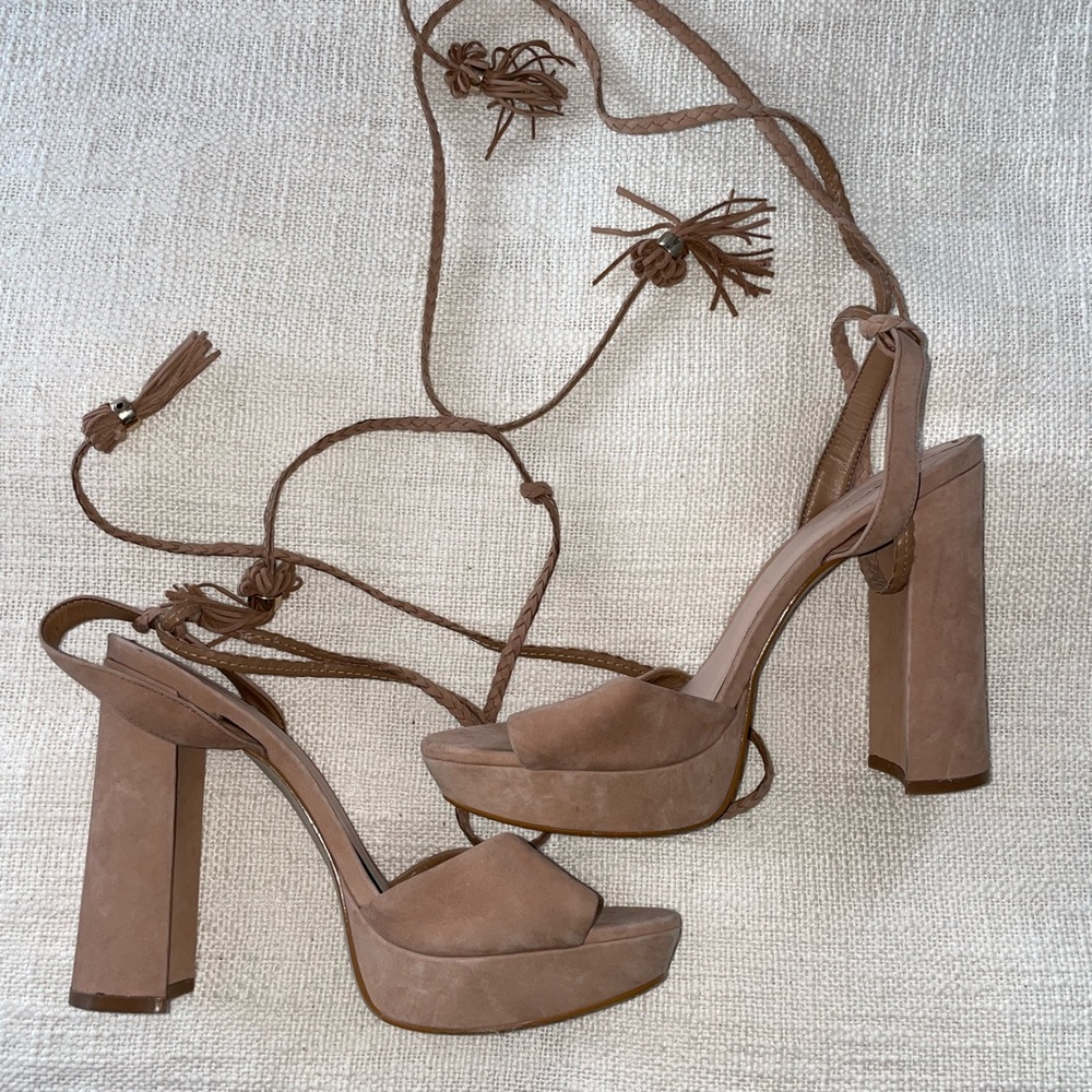 ALDO | Suede Open Toe |  Heel Platform | Nude | 7.5